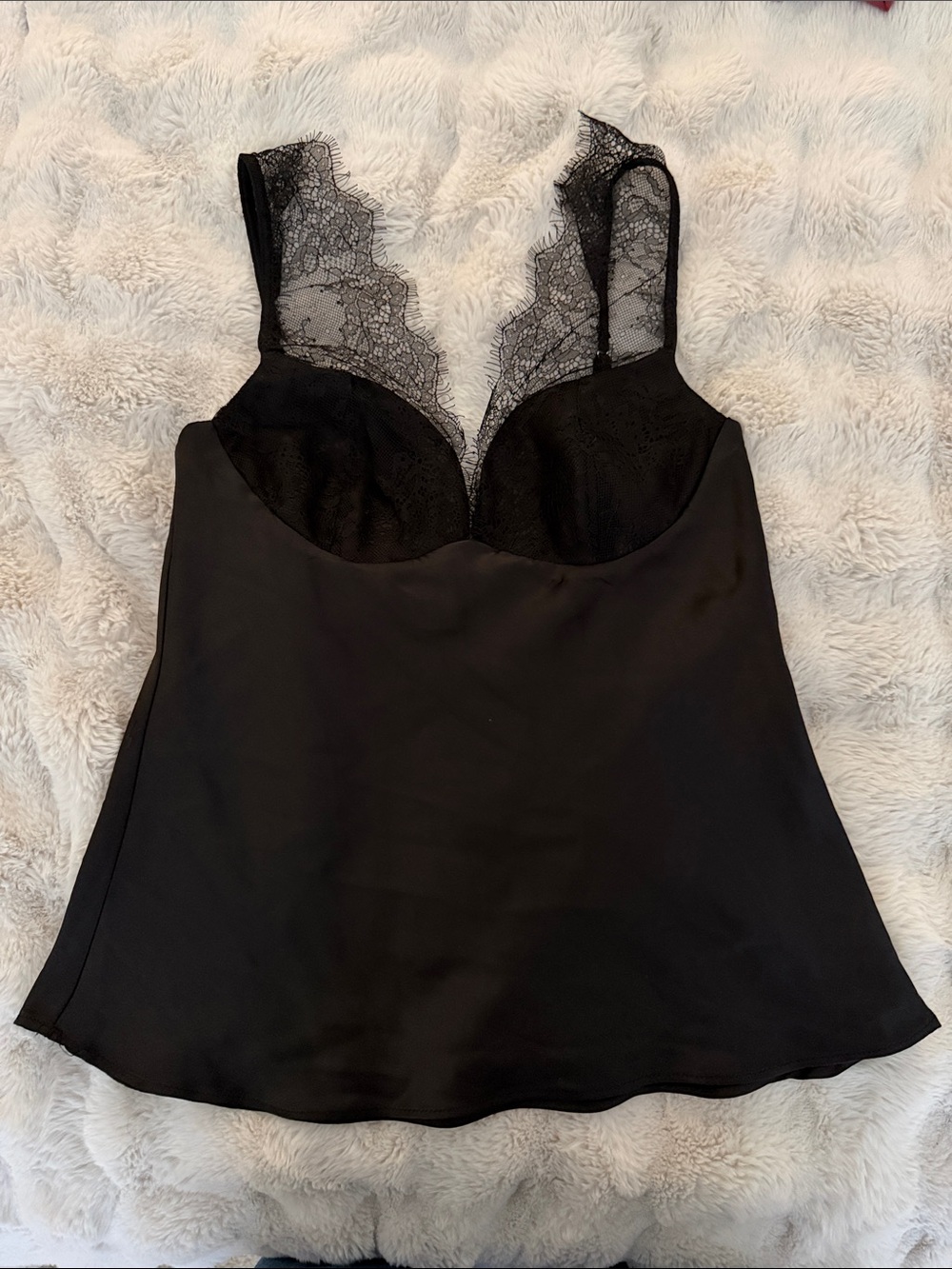 Zara Black Lace-Detail Satin Camisole